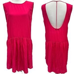 IRO Olivia Hot Fuchsia Pink Drop Waist Sleeveless Open Back Mini Dress Glam Bold